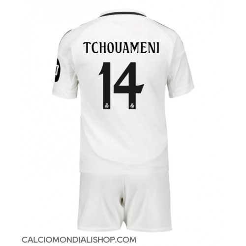 Maglie da calcio Real Madrid Aurelien Tchouameni #14 Prima Maglia Bambino 2024-25 Manica Corta (+ Pantaloni corti)